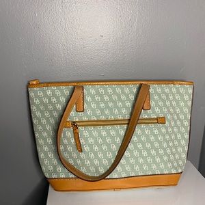 Blue and brown purse